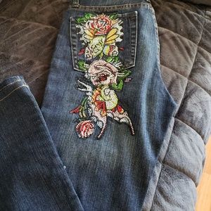 Ed Hardy rose embellished Jean size 26